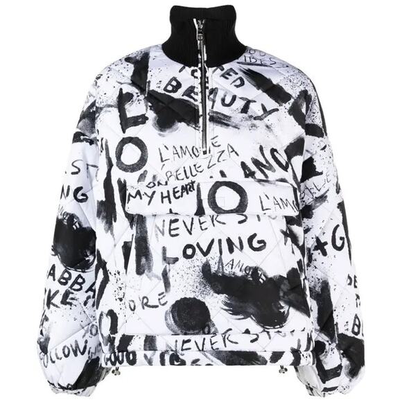 NWT Dolce & Gabbana Black White Graffiti Logo Print Bomber Jacket IT 42 US M - Picture 10 of 13